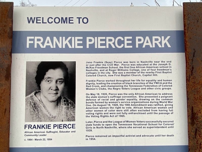 Welcome to Frankie Pierce Park Marker image. Click for full size.