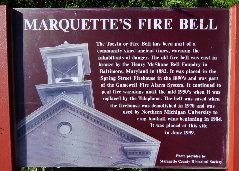 Marquette's Fire Bell Marker image. Click for full size.