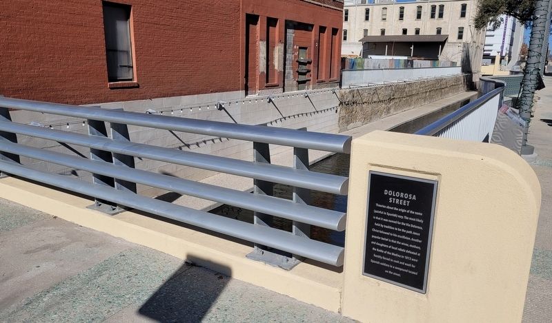 The Dolorosa Street Marker on the bridge in the park image. Click for full size.
