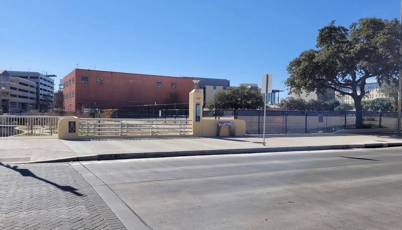 The view of the Laredito and the Tale of Two San Antonios Marker from across the street image. Click for full size.