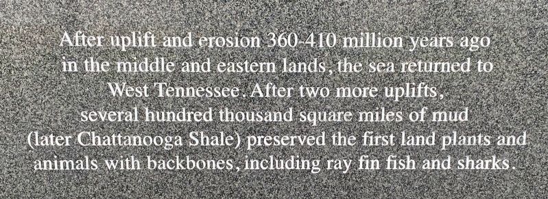 Tennessee development 360-410 million years ago Marker. Click for full size. Tennessee development 360-410 million years ago Marker image. Click for full size.