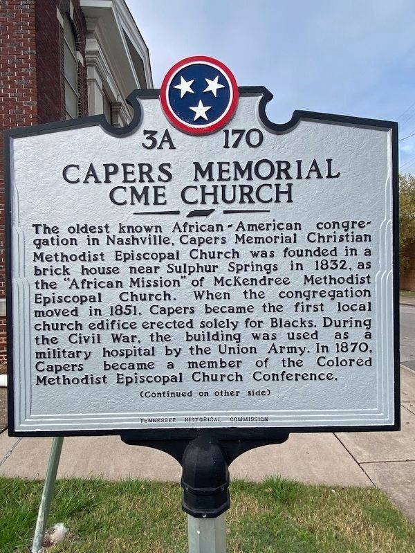Capers Memorial CME Church Marker. Click for full size. Capers Memorial CME Church Marker image. Click for full size.