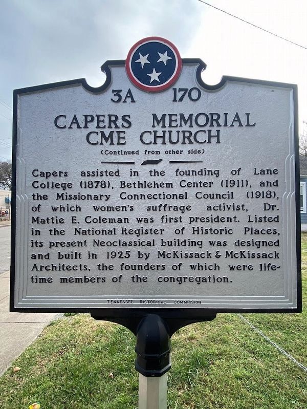 Capers Memorial CME Church Marker. Click for full size. Capers Memorial CME Church Marker image. Click for full size.
