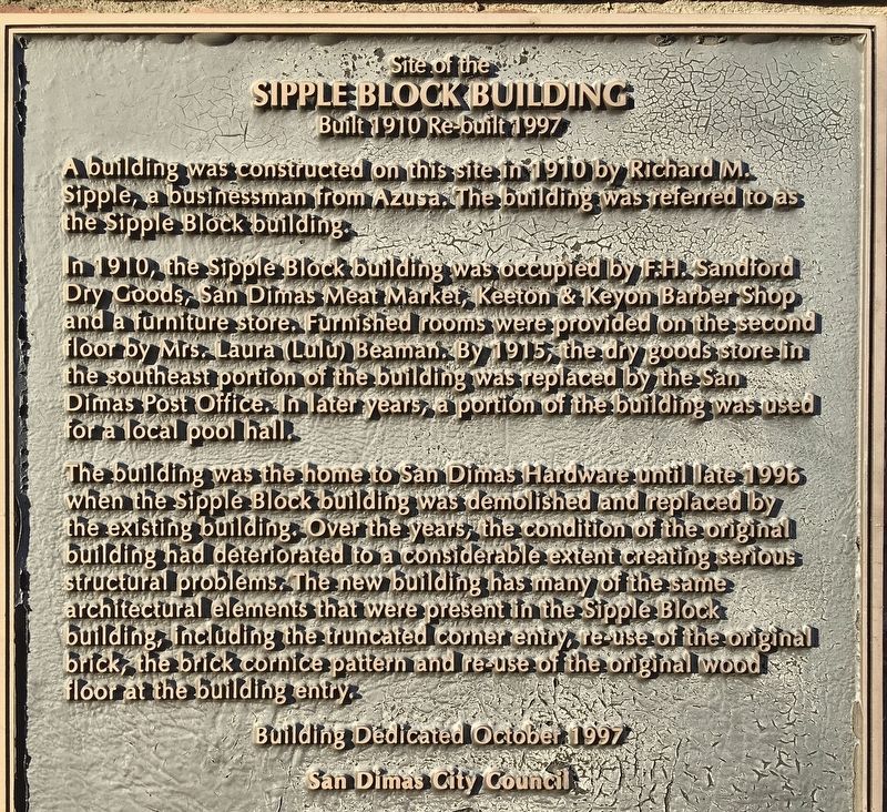 Sipple Block Building Marker. Click for full size. Sipple Block Building Marker image. Click for full size.