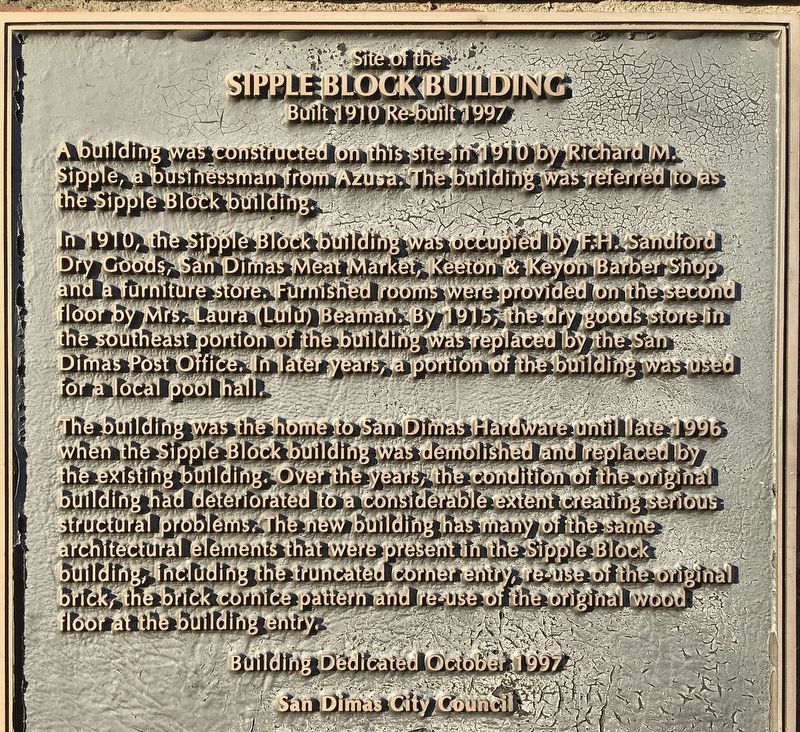 Sipple Block Building Marker image. Click for full size.