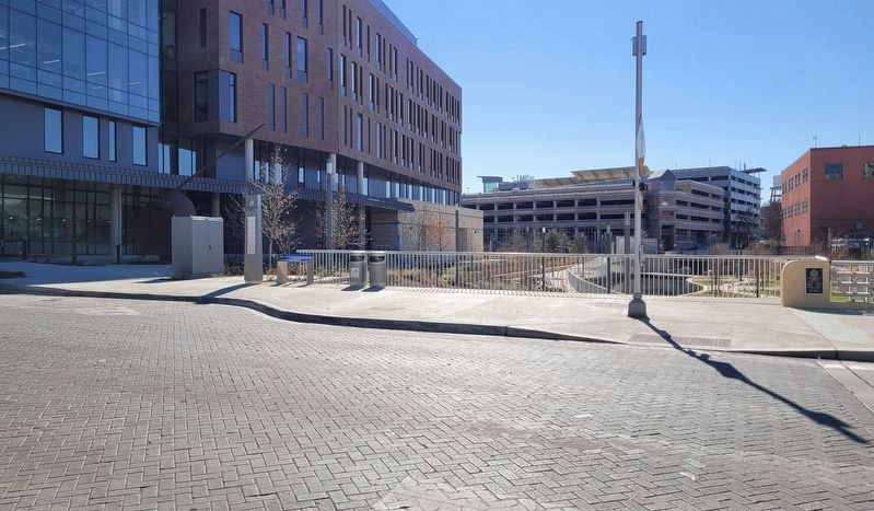 The view of the Marker from across the street with the UTSA building image. Click for full size.