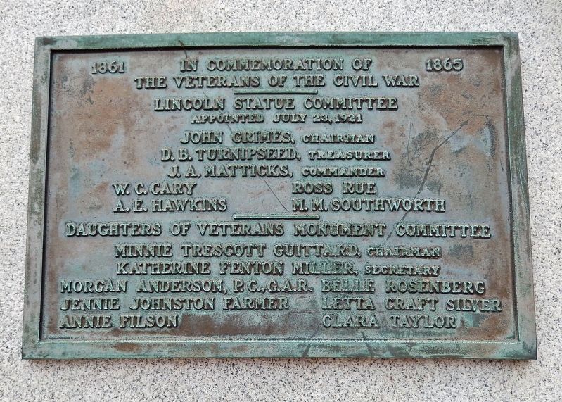 In Commemoration of the Veterans of the Civil War Marker image. Click for full size.