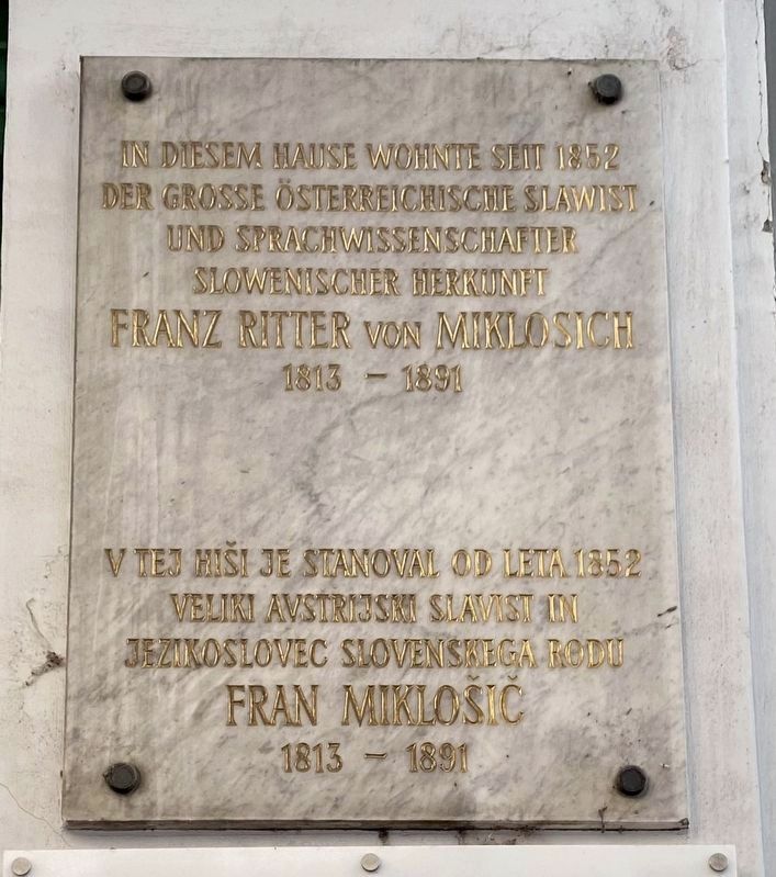 Franz Ritter von Miklosich / Fran Miklo�ič Marker image. Click for full size.