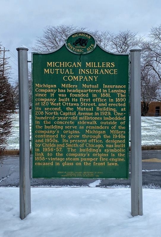 Michigan Millers Mutual Insurance Company Marker Reverse image. Click for full size.