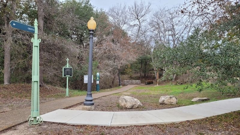 The walkway to the San Antonio Spring "Blue Hole" and Marker. Click for full size. The walkway to the San Antonio Spring "Blue Hole" and Marker image. Click for full size.