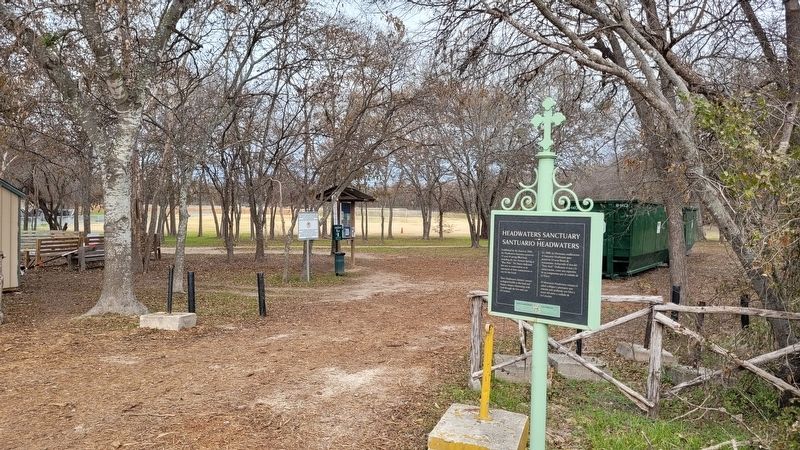 The Headwaters Sanctuary Trailhead and Marker at parking lot. Click for full size. The Headwaters Sanctuary Trailhead and Marker at parking lot image. Click for full size.