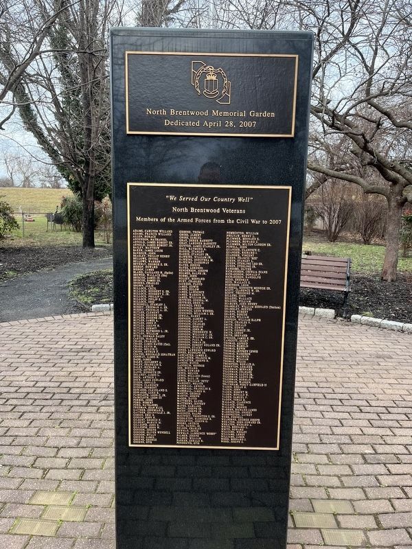 North Brentwood Memorial Garden Marker image. Click for full size.