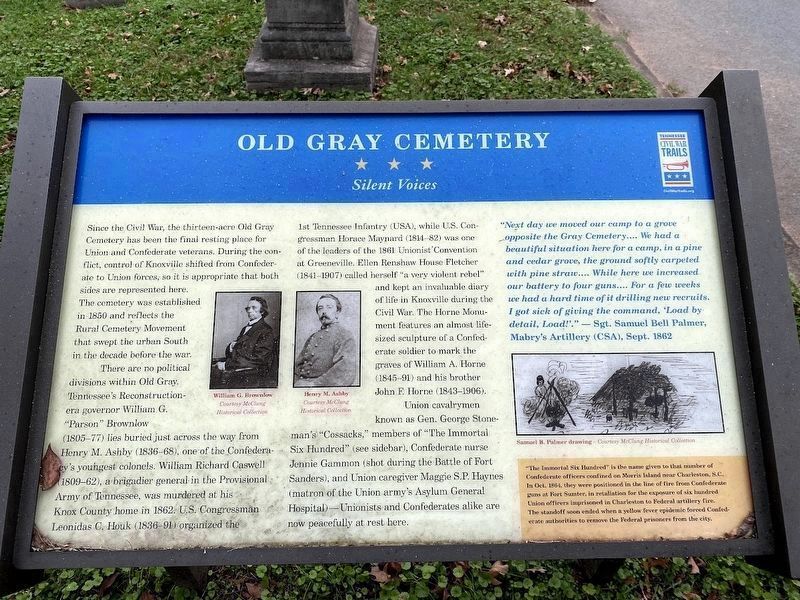 Old Gray Cemetery Marker. Click for full size. Old Gray Cemetery Marker image. Click for full size.