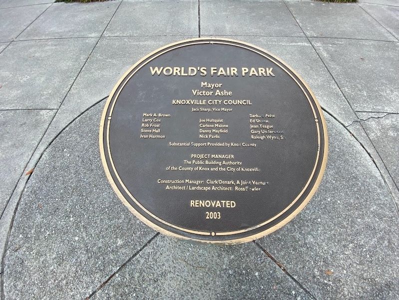 World's Fair Park Marker. Click for full size. World's Fair Park Marker image. Click for full size.