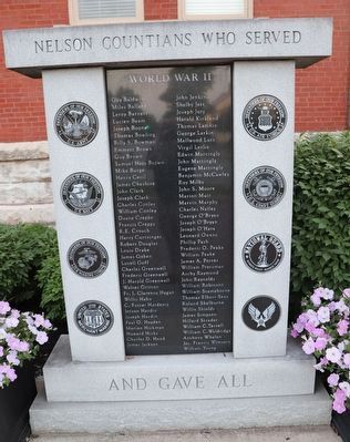 Nelson Countians who served and Gave All Marker image. Click for full size.
