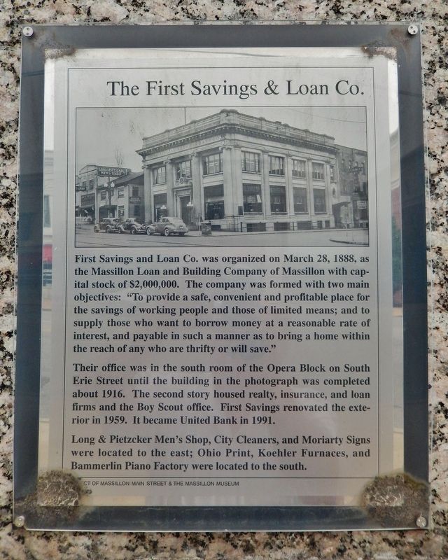 The First Savings & Loan Co. Marker image. Click for full size.