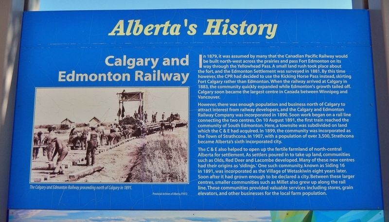 Calgary and Edmonton Railway Marker image. Click for full size.
