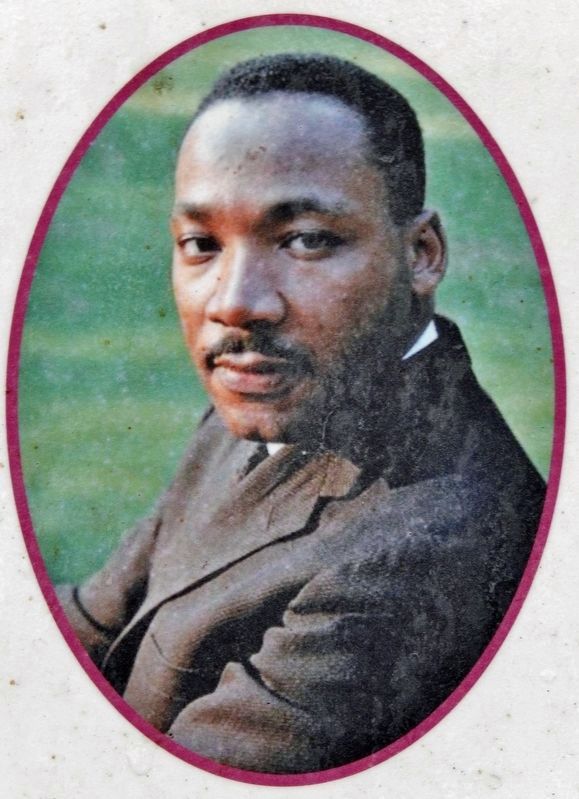 Marker detail: Dr. Martin Luther King, Jr. image. Click for full size.