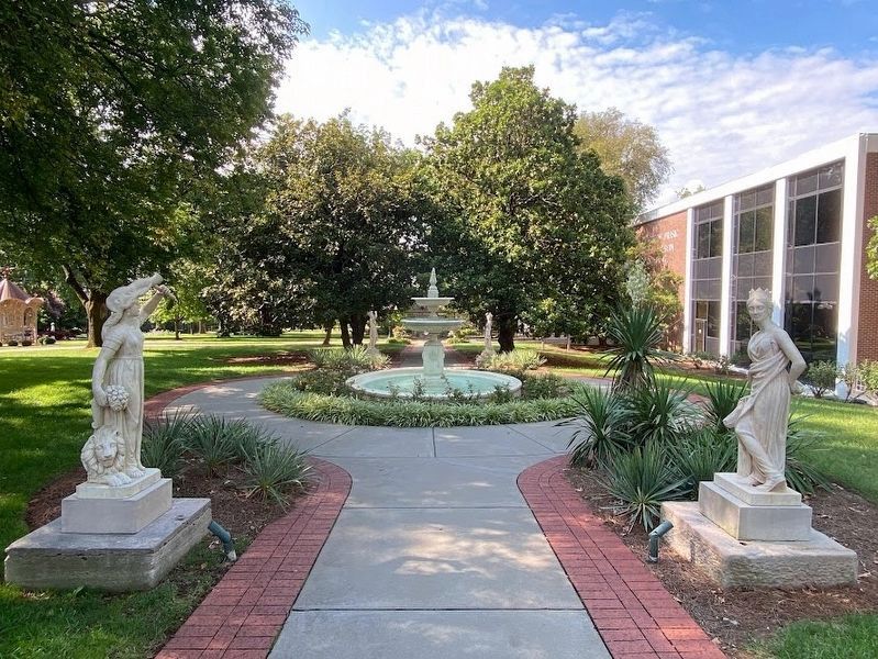 Belmont Mansion statues and fountain. Click for full size. Belmont Mansion statues and fountain image. Click for full size.