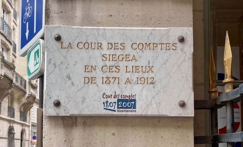 La Cour de Comptes / Court of Accounts Marker image. Click for full size.