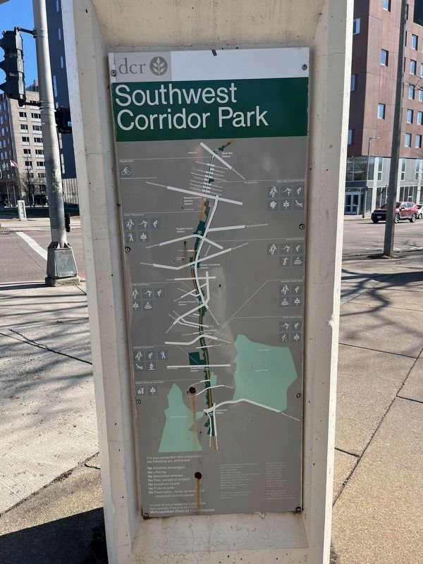 Southwest Corridor Park [Marker reverse] image. Click for full size.