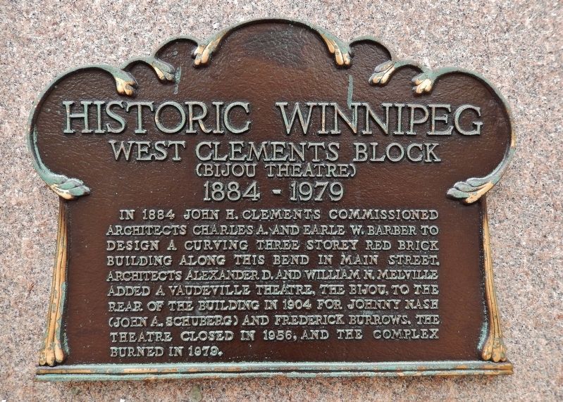 West Clements Block (Bijou Theatre) Marker image. Click for full size.