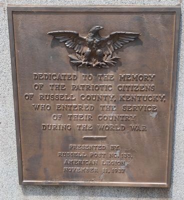 Russell County World War I Memorial Marker. Click for full size. Russell County World War I Memorial Marker image. Click for full size.