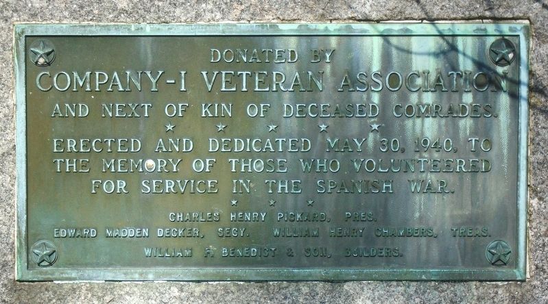 Co. I. First Regt. New York Vol Inf Dedication Marker image. Click for full size.
