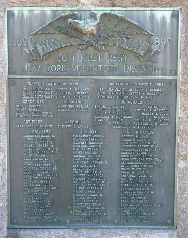Co. I. First Regt. New York Volunteer Infantry Marker image. Click for full size.