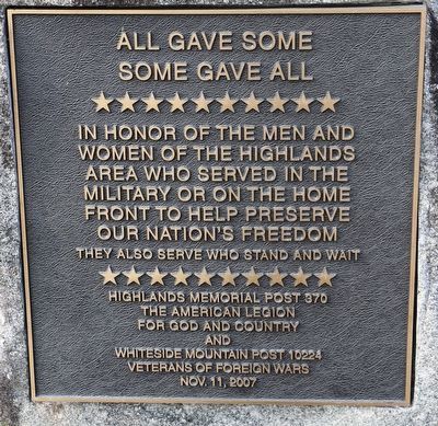 Highlands Veterans Memorial Marker image. Click for full size.