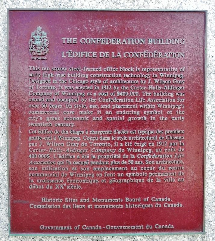 The Confederation Building /<br>L'difice de la Confdration Marker image. Click for full size.
