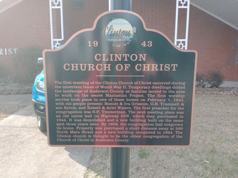 Clinton Church of Christ Marker image. Click for full size.