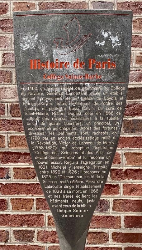 Coll�ge Sainte-Barbe Marker image. Click for full size.