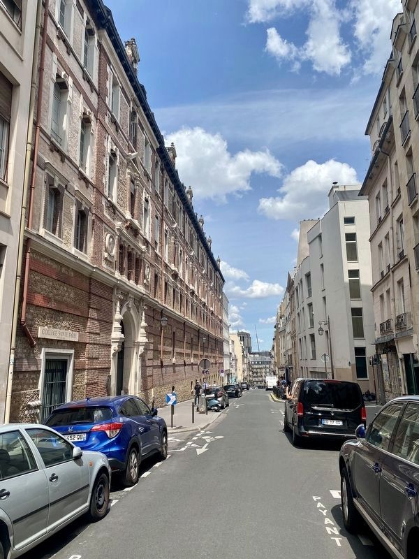 Coll�ge Sainte-Barbe Marker - wider view, looking north on Rue Vallete image. Click for full size.