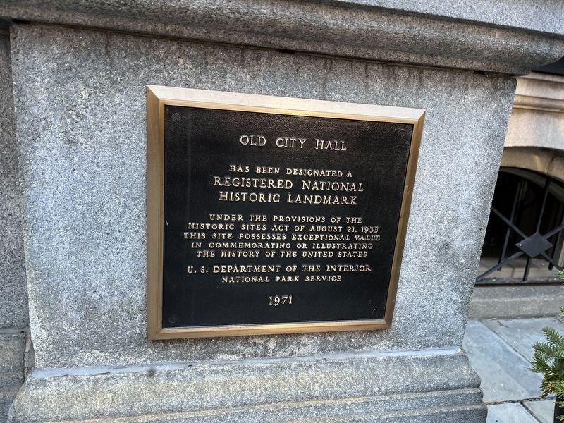 National Historic Landmark plaque on Old City Hall image. Click for full size.