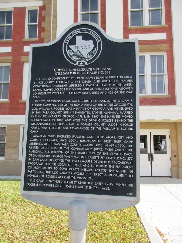 United Confederate Veterans William P. Rogers Camp No. 322 Marker image. Click for full size.