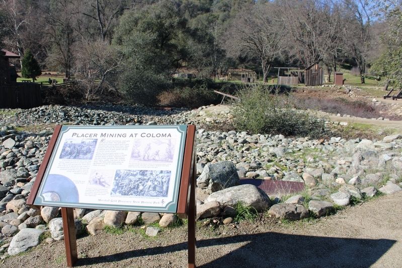 Placer Mining at Coloma Marker. Click for full size. Placer Mining at Coloma Marker image. Click for full size.