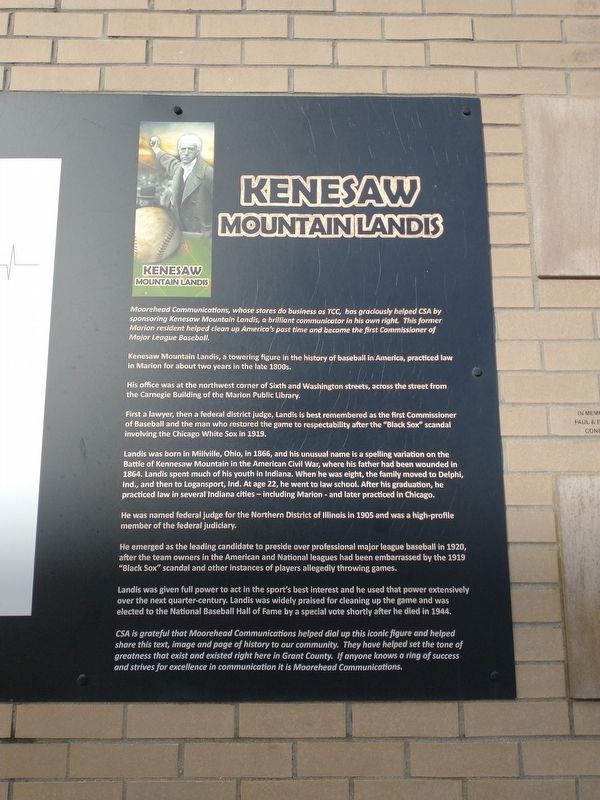 Kenesaw Mountain Landis Marker image. Click for full size.