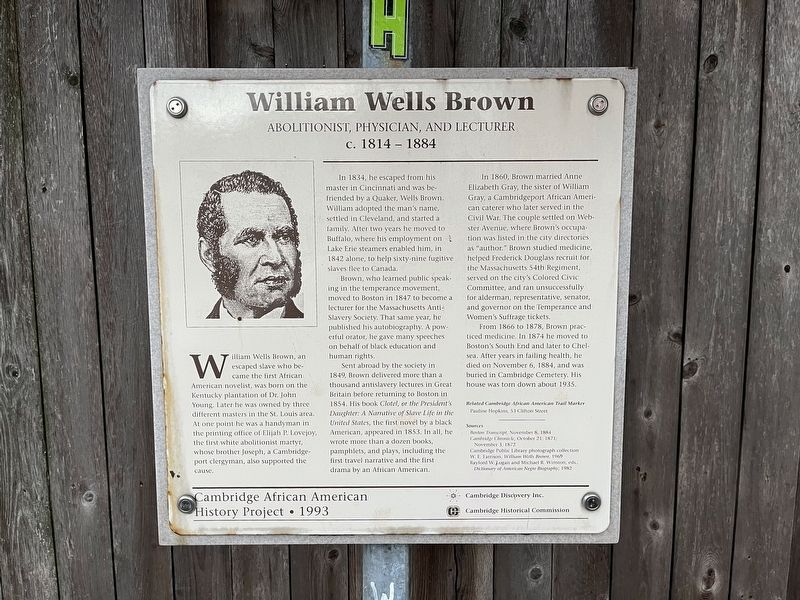 William Wells Brown Marker image. Click for full size.