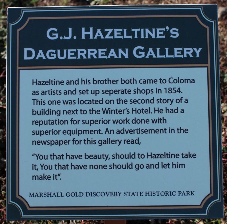 G.J. Hazeltine's Daguerrean Gallery Marker image. Click for full size.