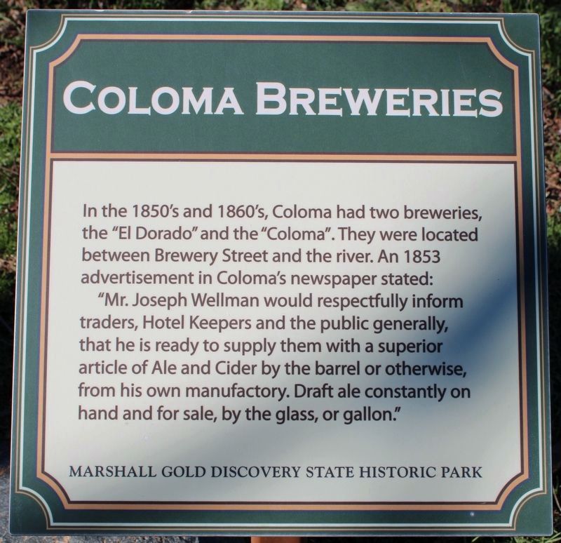 Coloma Breweries Marker image. Click for full size.