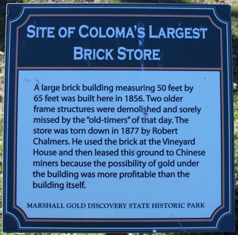 Site of Coloma's Largest Brick Store Marker image. Click for full size.