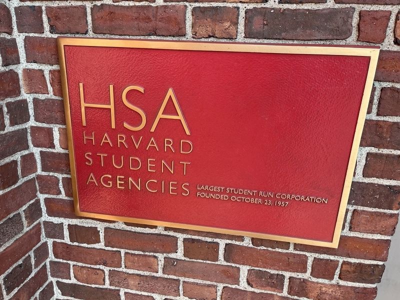 Harvard Student Agencies Marker. Click for full size. Harvard Student Agencies Marker image. Click for full size.
