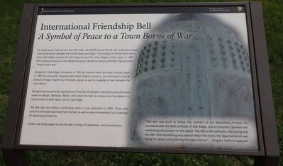 International Friendship Bell Marker. Click for full size. International Friendship Bell Marker image. Click for full size.