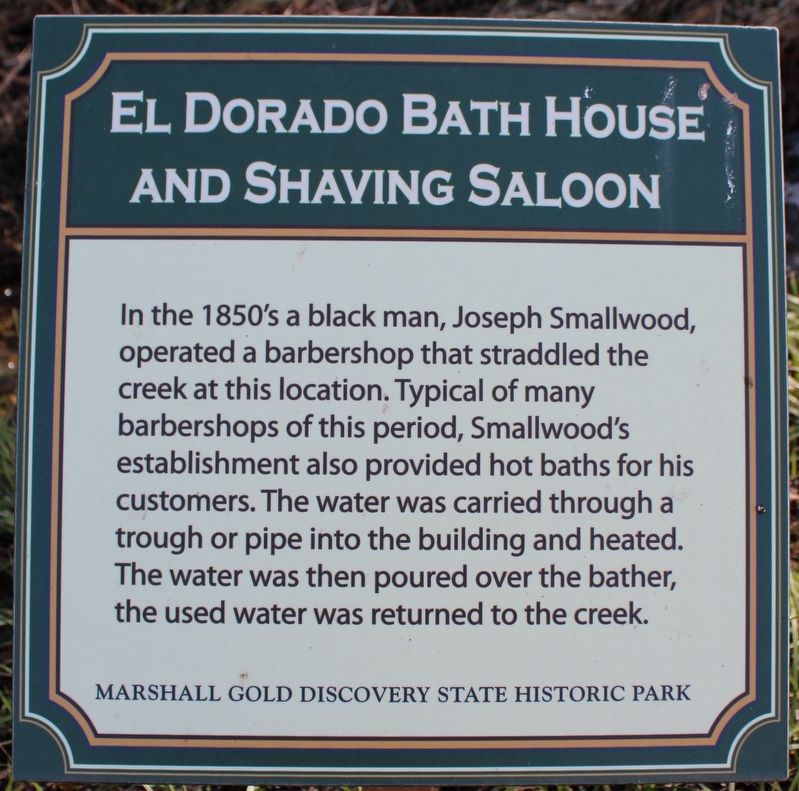 El Dorado Bath House and Shaving Saloon Marker. Click for full size. El Dorado Bath House and Shaving Saloon Marker image. Click for full size.