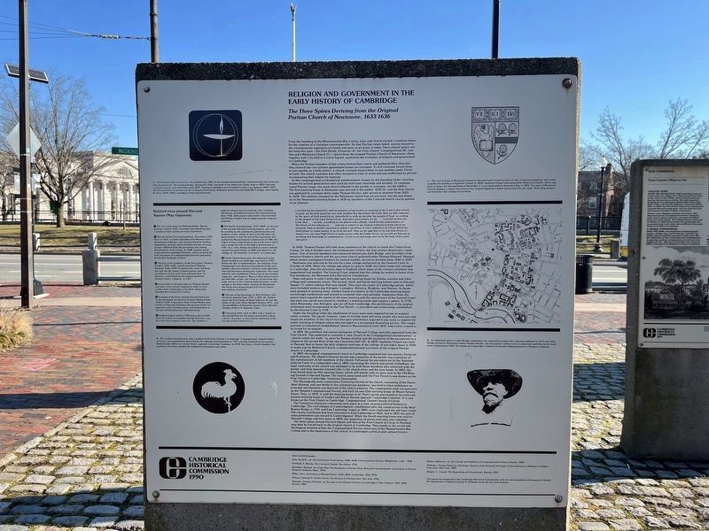 Religion and Government in the Early History of Cambridge side of the marker image. Click for full size.