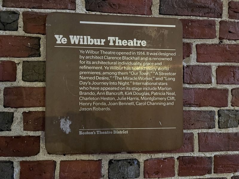 Ye Wilbur Theatre Marker image. Click for full size.