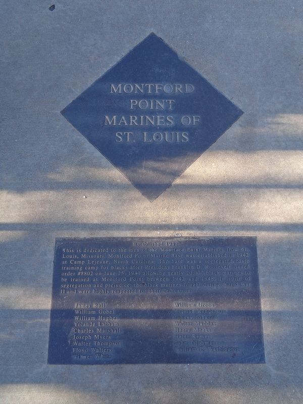 Montford Point Marines of St. Louis Marker. Click for full size. Montford Point Marines of St. Louis Marker image. Click for full size.
