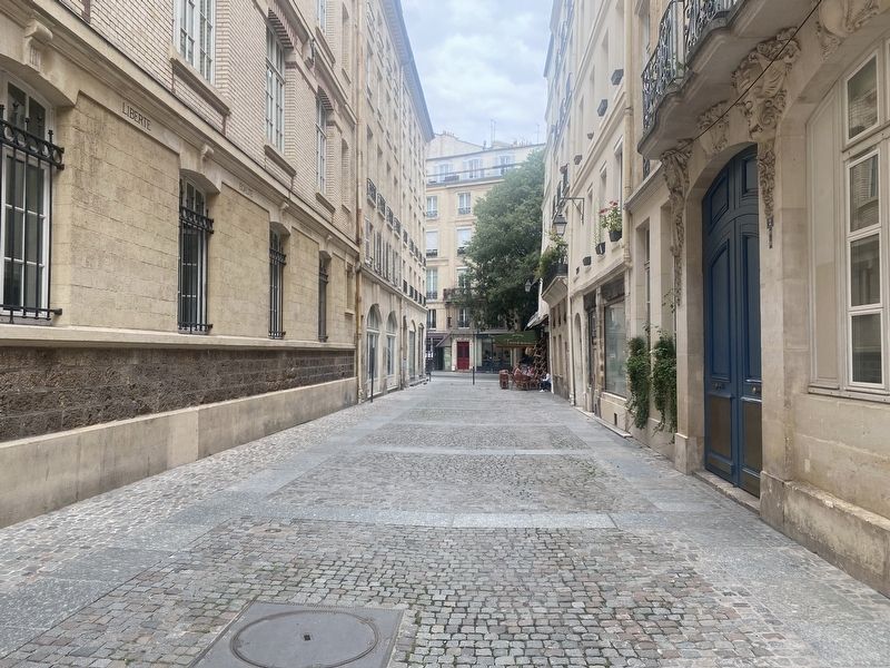 La rue de la Jussienne, looking north from the marker site. Click for full size. La rue de la Jussienne, looking north from the marker site image. Click for full size.