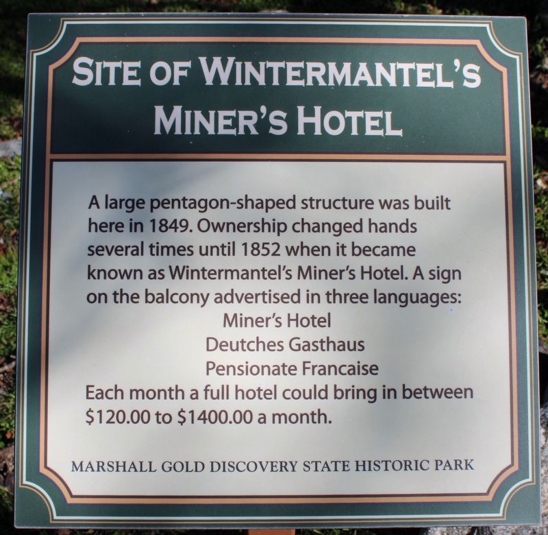 Site of Wintermantel's Miner's Hotel Marker image. Click for full size.